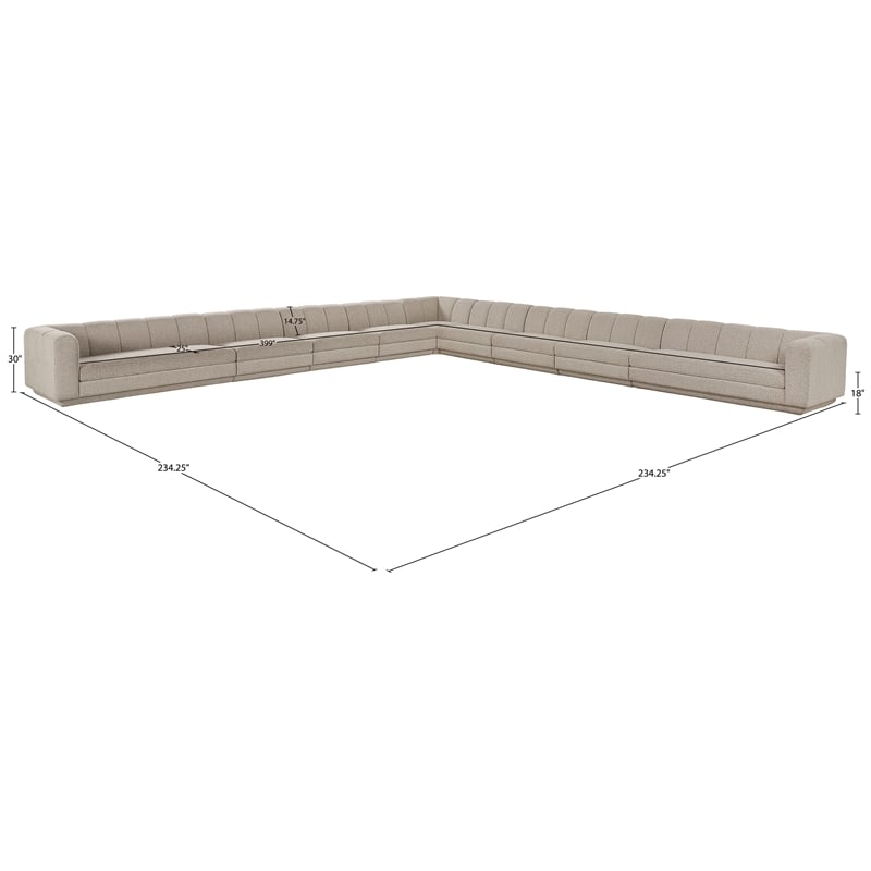 Meridian Furniture Modari Beige Fabric Upholstered 9pc. Modular Sectional