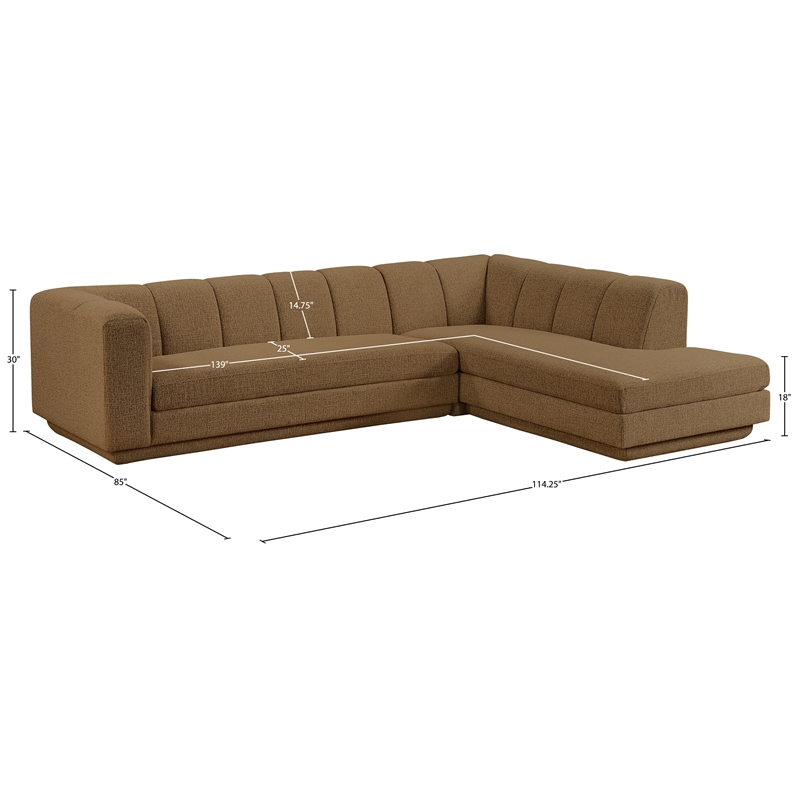 Meridian Furniture Modari Brown Fabric Upholstered 2pc. Modular Sectional