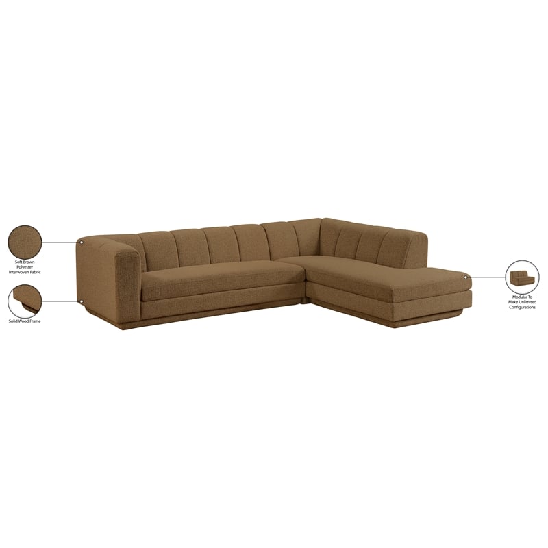 Meridian Furniture Modari Brown Fabric Upholstered 2pc. Modular Sectional