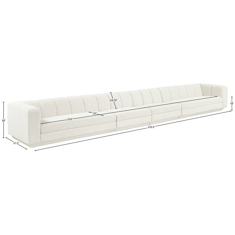 Meridian Furniture Modari Cream Fabric Upholstered 4pc. Modular Sofa