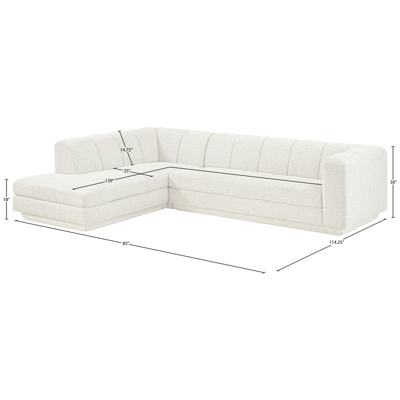 Meridian Furniture Modari Cream Fabric Upholstered 2pc. Modular Sectional