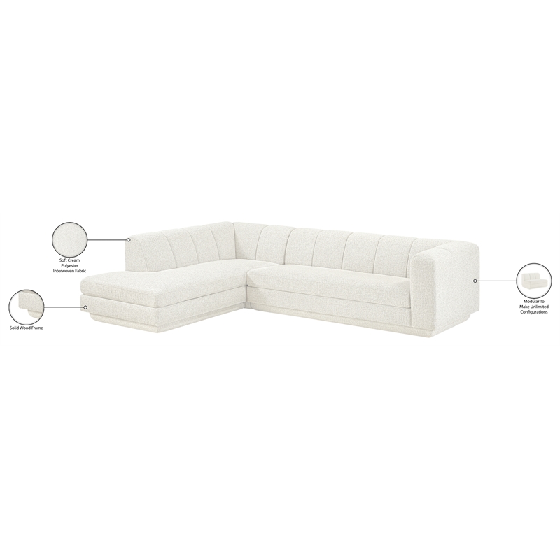Meridian Furniture Modari Cream Fabric Upholstered 2pc. Modular Sectional