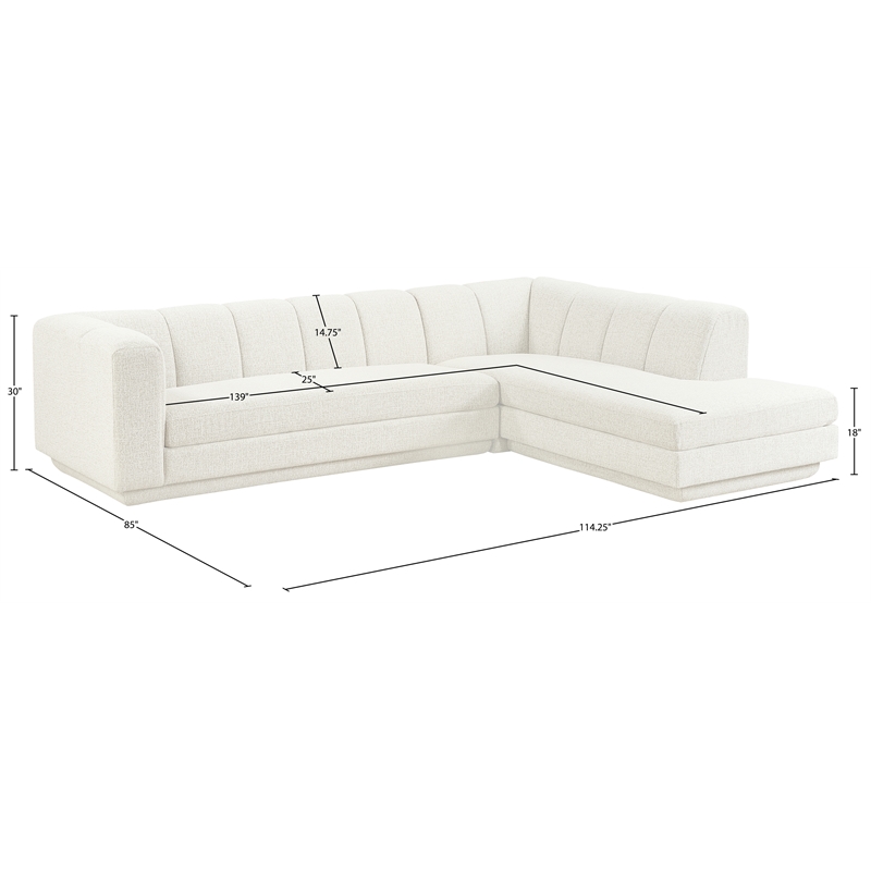 Meridian Furniture Modari Cream Fabric Upholstered 2pc. Modular Sectional