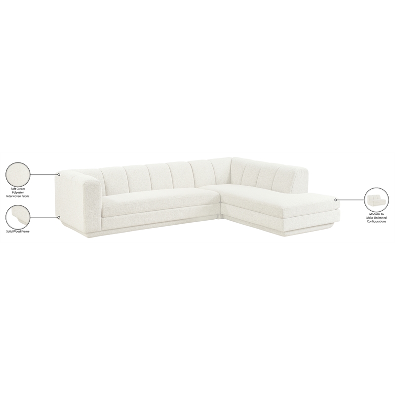 Meridian Furniture Modari Cream Fabric Upholstered 2pc. Modular Sectional