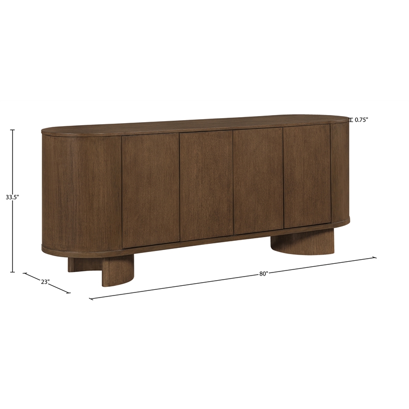 Meridian Furniture Caldra Brown Oak Veneer And Solid Wood Sideboard/Buffet