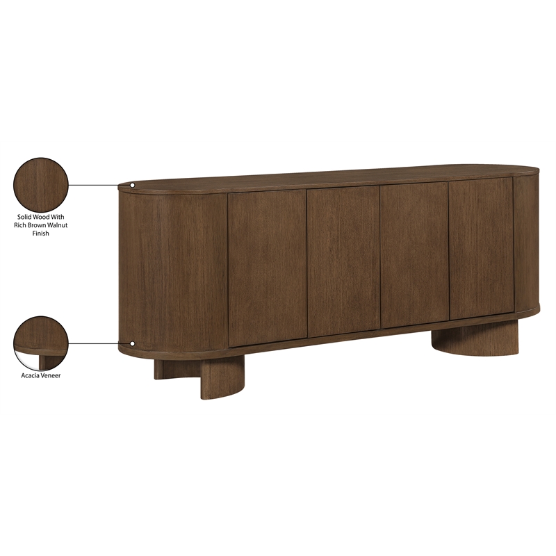 Meridian Furniture Caldra Brown Oak Veneer And Solid Wood Sideboard/Buffet