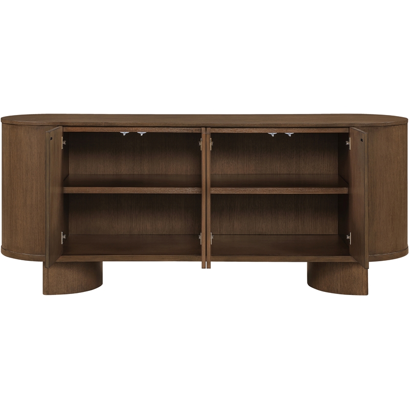 Meridian Furniture Caldra Brown Oak Veneer And Solid Wood Sideboard/Buffet