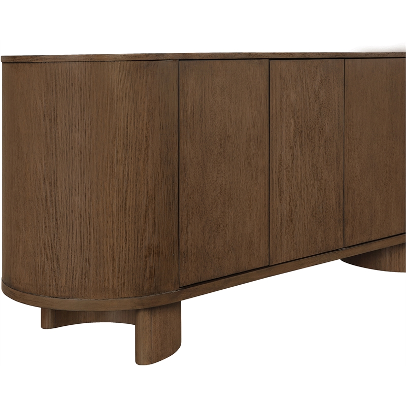 Meridian Furniture Caldra Brown Oak Veneer And Solid Wood Sideboard/Buffet
