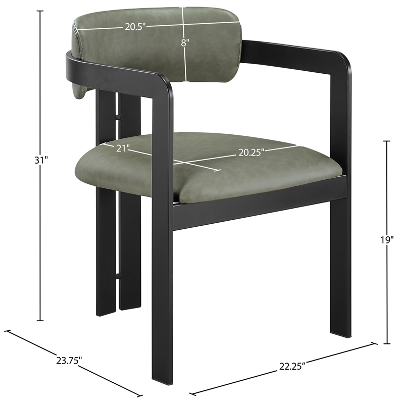 Meridian Furniture Aurum Green Vegan Leather Dining Chair (Set of 2)