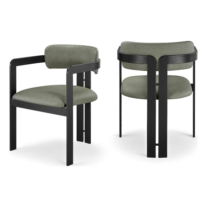 Meridian Furniture Aurum Green Vegan Leather Dining Chair (Set of 2)