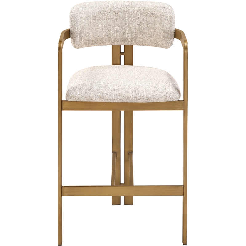 Meridian Furniture Aurum Beige Linen Textured Fabric Upholstered Counter Stool