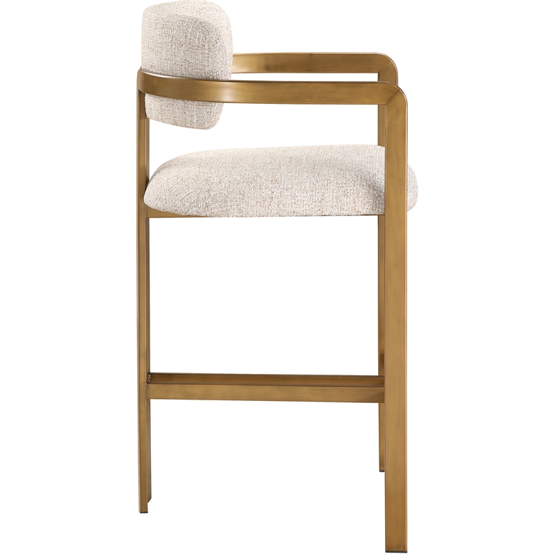 Meridian Furniture Aurum Beige Linen Textured Fabric Upholstered Counter Stool