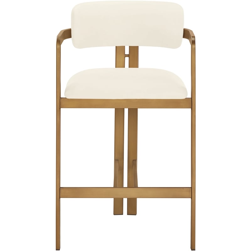 Meridian Furniture Aurum Cream Vegan Leather Upholstered Counter Stool