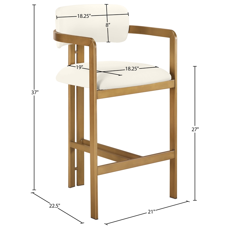 Meridian Furniture Aurum Cream Vegan Leather Upholstered Counter Stool