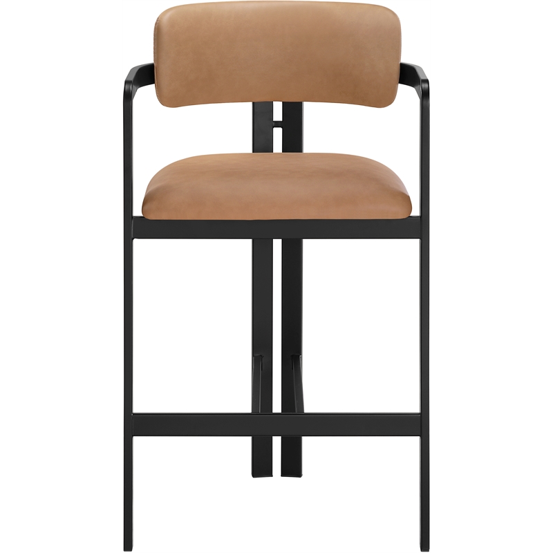 Meridian Furniture Aurum Cognac Vegan Leather Upholstered Counter Stool