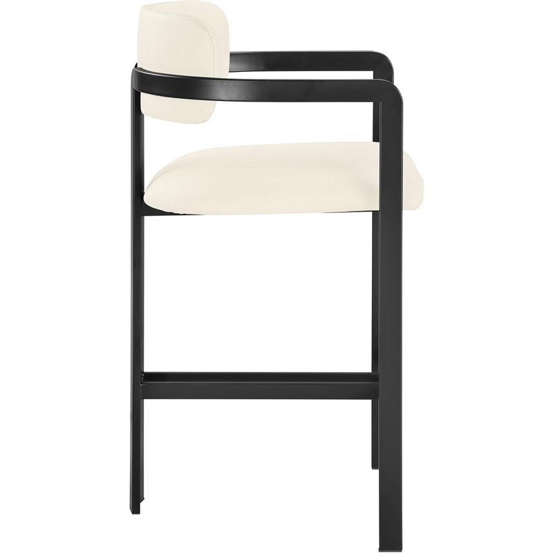 Meridian Furniture Aurum Cream Vegan Leather Upholstered Counter Stool