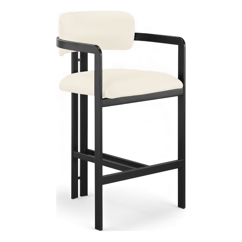 Meridian Furniture Aurum Cream Vegan Leather Upholstered Counter Stool