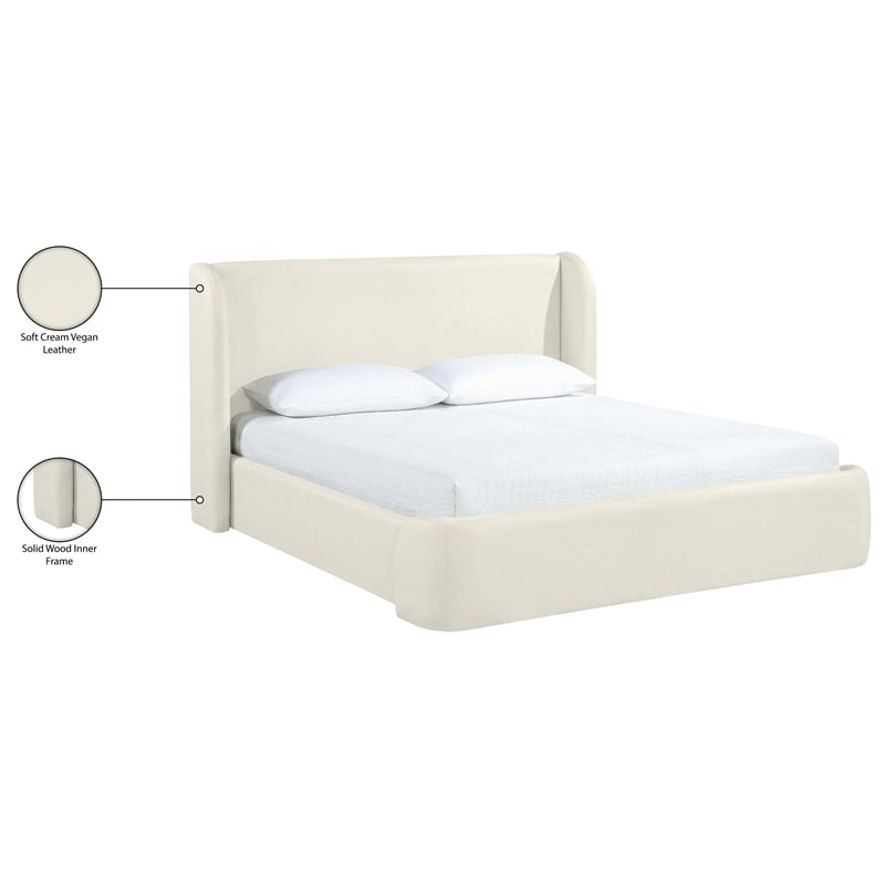 Meridian Furniture Warby Cream Vegan Leather Upholstered King Bed