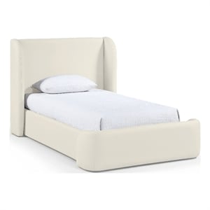 Meridian Furniture Warby Cream Vegan Leather Upholstered Twin Bed