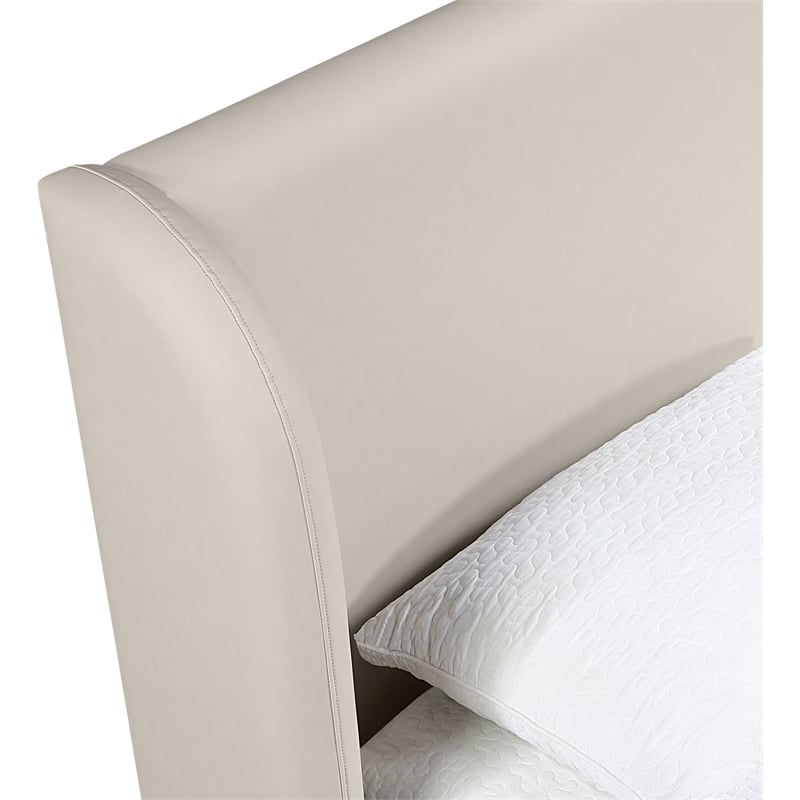 Meridian Furniture Warby Taupe Vegan Leather Upholstered King Bed