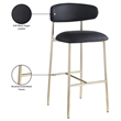 Meridian Furniture Lupita Black Vegan Leather Upholstered Bar Stool (Set of 2)