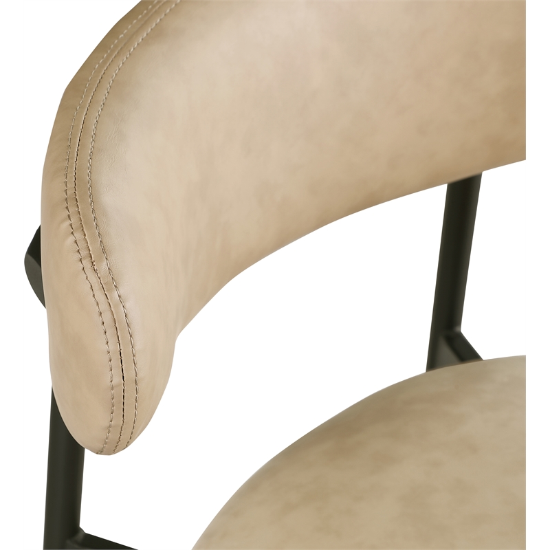 Meridian Furniture Lupita Tan Vegan Leather Upholstered Bar Stool (Set of 2)