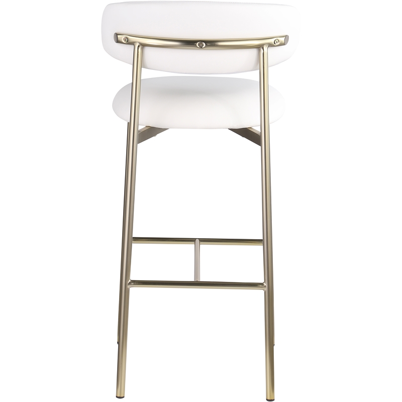 Meridian Furniture Lupita White Vegan Leather Upholstered Bar Stool (Set of 2)