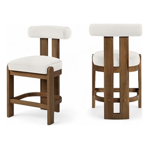 Meridian Furniture Arienzo Cream Velvet Upholstered Counter Stool (Set of 2)