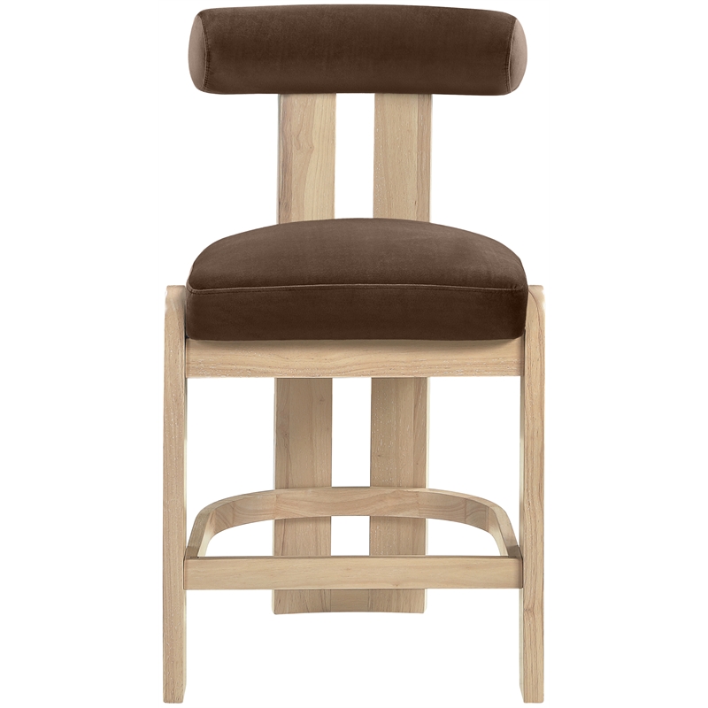 Meridian Furniture Arienzo Brown Velvet Upholstered Counter Stool (Set of 2)
