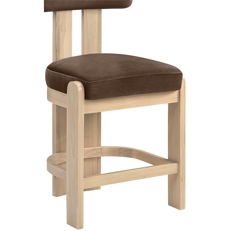 Meridian Furniture Arienzo Brown Velvet Upholstered Counter Stool (Set of 2)