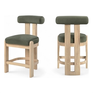 Meridian Furniture Arienzo Green Velvet Upholstered Counter Stool (Set of 2)