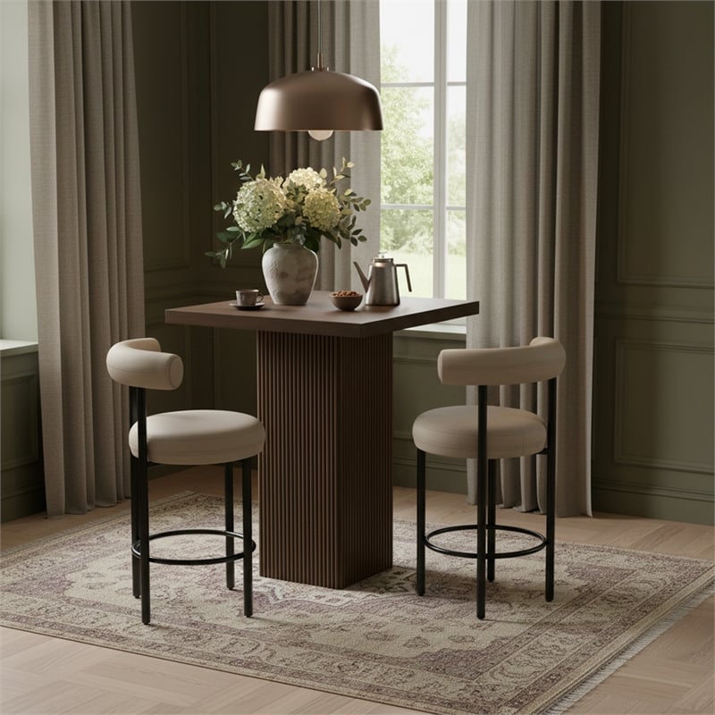Meridian Furniture Belinda Brown Oak Veneer And Solid Wood Bar Height Table