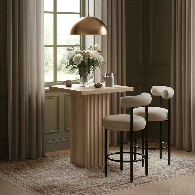 Meridian Furniture Belinda Natural Oak Veneer And Solid Wood Bar Height Table