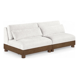 Meridian Furniture Turin 80&quot Cream Chenille Fabric 2pc. Modular Loveseat