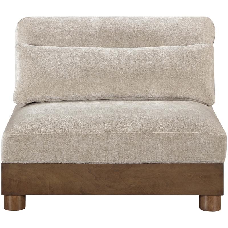 Meridian Furniture Turin Taupe Chenille Fabric Upholstered Modular Armless Chair