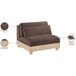 Meridian Furniture Turin Brown Chenille Fabric Upholstered Modular Armless Chair