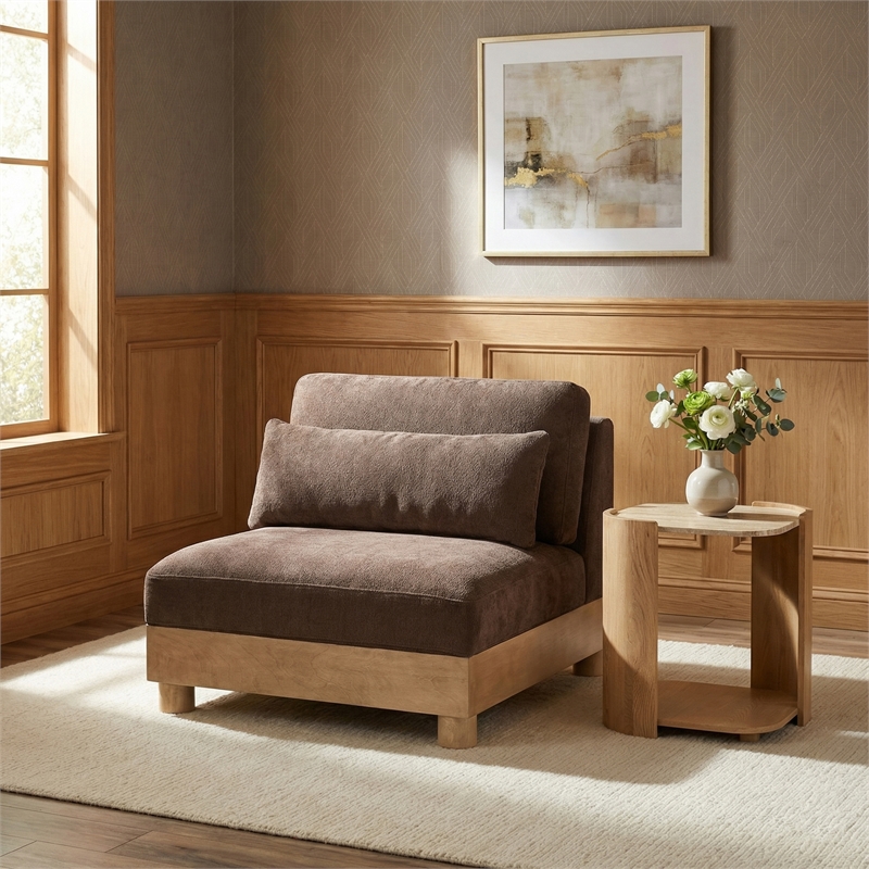 Meridian Furniture Turin Brown Chenille Fabric Upholstered Modular Armless Chair