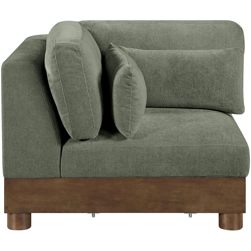 Meridian Furniture Turin Green Chenille Fabric Upholstered Modular Corner Chair