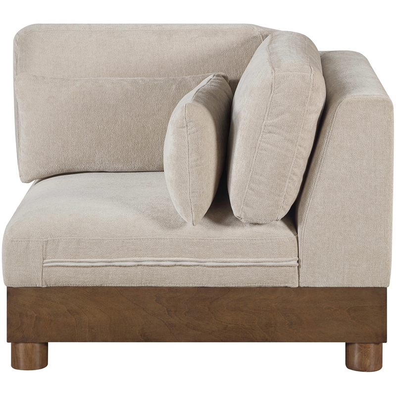 Meridian Furniture Turin Taupe Chenille Fabric Upholstered Modular Corner Chair