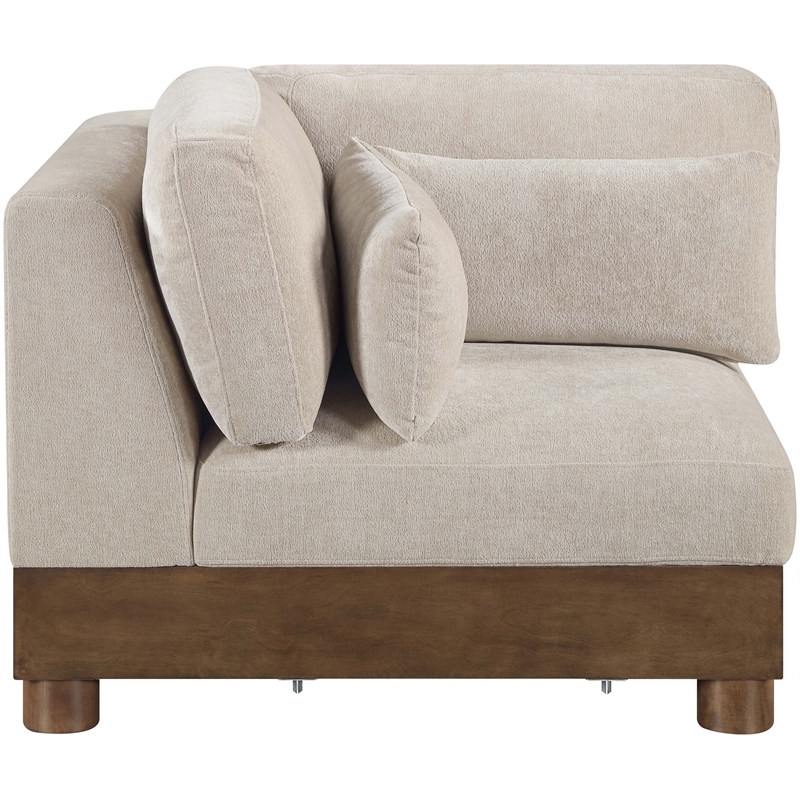Meridian Furniture Turin Taupe Chenille Fabric Upholstered Modular Corner Chair