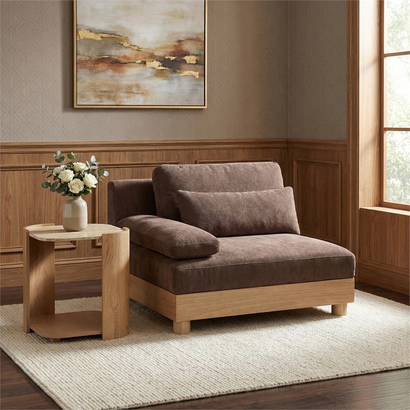 Meridian Furniture Turin Brown Chenille Upholstered Modular Left Arm Chair