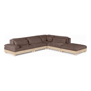 Meridian Furniture Turin 120&quot Brown Chenille Fabric 5pc. Modular Sectional