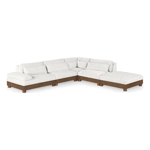 Meridian Furniture Turin 120&quot Cream Chenille Fabric 5pc. Modular Sectional