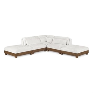 Meridian Furniture Turin 120&quot Cream Chenille Fabric 5pc. Modular Sectional