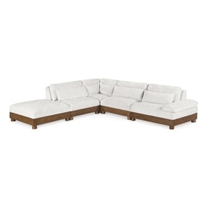 Meridian Furniture Turin 127.75&quot Cream Chenille Fabric 5pc. Modular Sectional