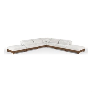 Meridian Furniture Turin 160&quot Cream Chenille Fabric 7pc. Modular Sectional