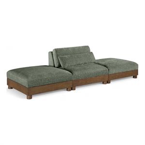 Meridian Furniture Turin 120&quot Green Chenille Fabric 3pc. Modular Sofa