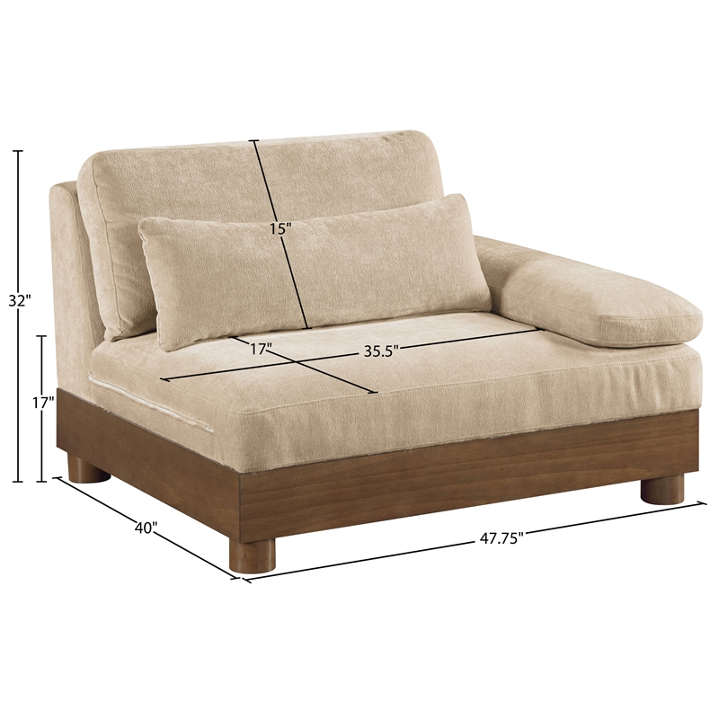 Meridian Furniture Turin Beige Chenille Upholstered Modular Right Arm Chair