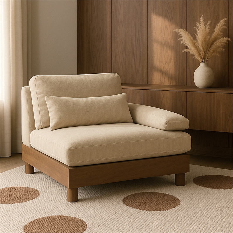 Meridian Furniture Turin Beige Chenille Upholstered Modular Right Arm Chair