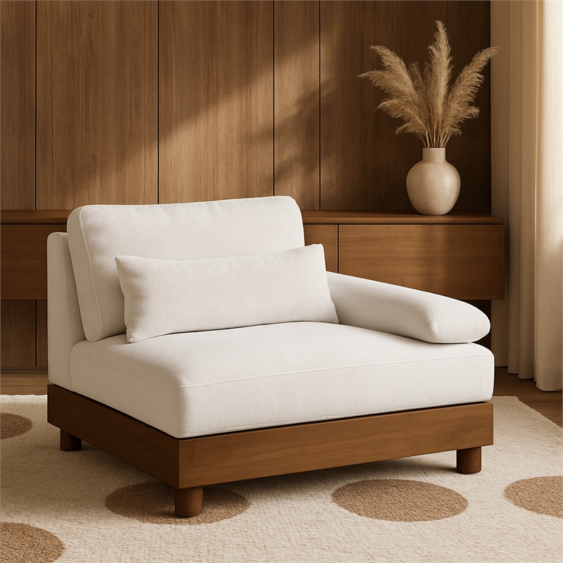 Meridian Furniture Turin Cream Chenille Upholstered Modular Right Arm Chair
